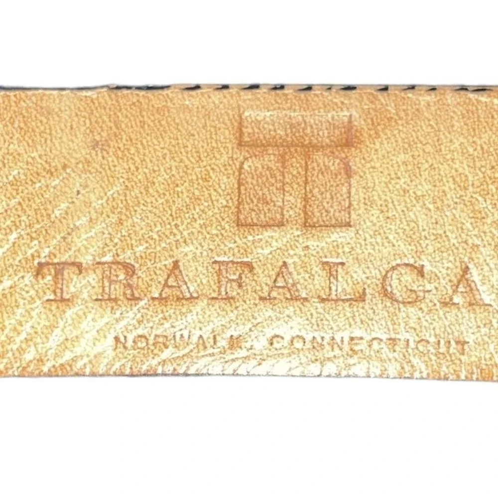 Trafalgar Belt Men 40/100‎ Black Leather Smooth Plain Dress Silver Tone Buckle